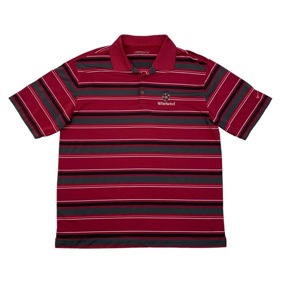 Nike Other - Nike Golf Shirt Mens L Large Wine Red Striped Stretch Performance Polo Whirlwind